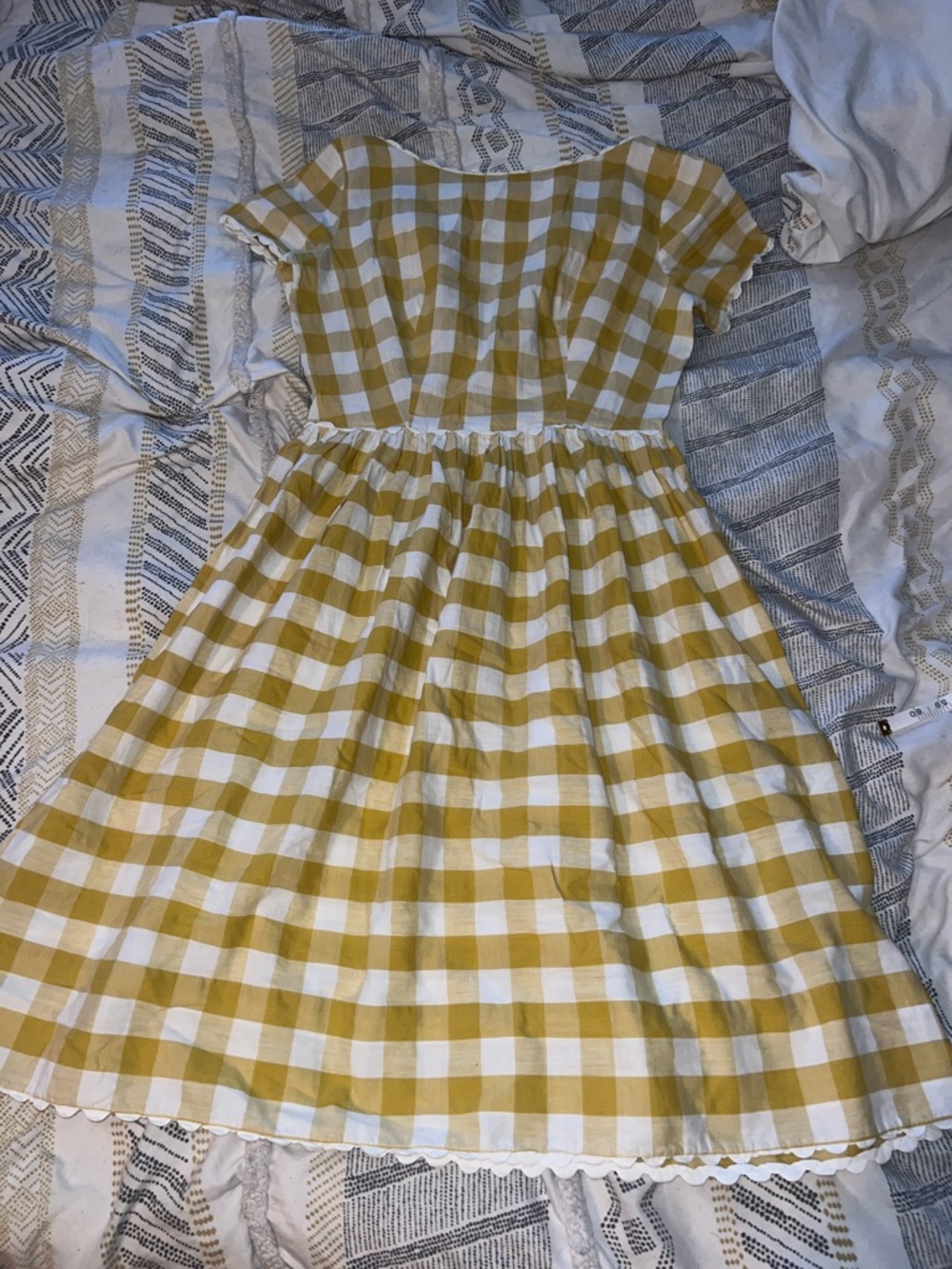 Yellow Gingham Fit-and-Flare Dress
